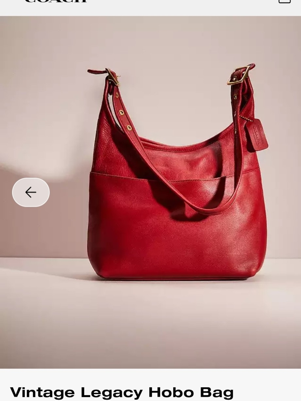 Coach Vintage Legacy Red Leather Hobo Bag #9058